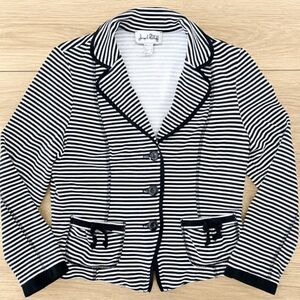 Joseph Ribkoff Black and White Striped Blazer With Bow Details Size 12